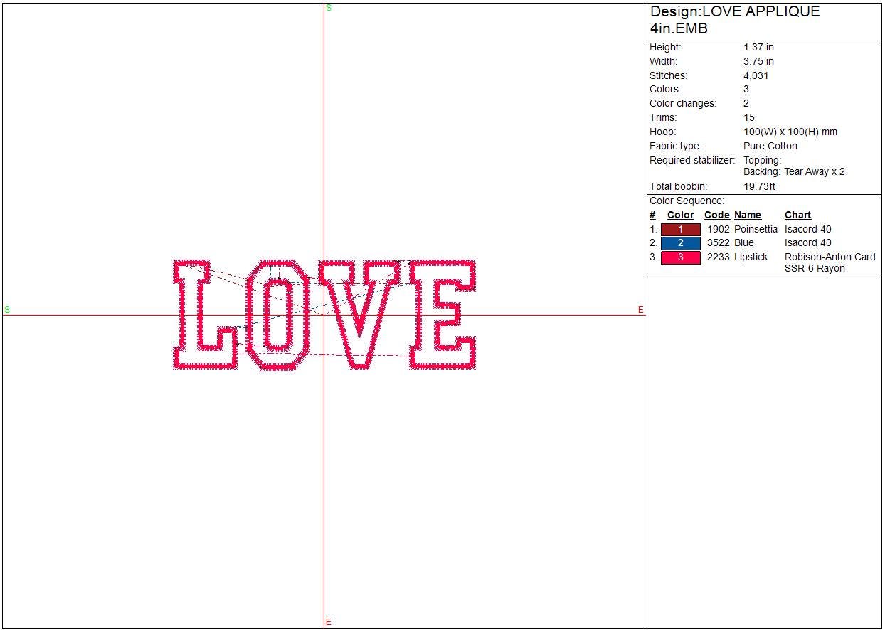 Love Applique Embroidery file College Font, digital design, Mother's Day, Bride, Wedding, Anniversary Instant Download