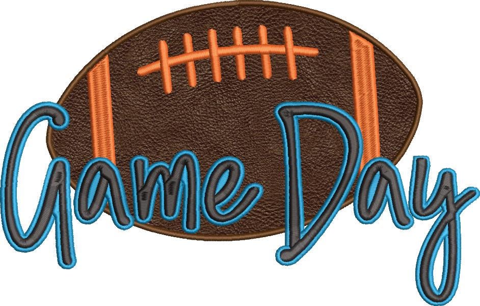 Game Day Football Applique Embroidery file design Sports Digital File Instant Download 4in, 7in, 8in, 10in, and 8in Split for 5x7 hoops