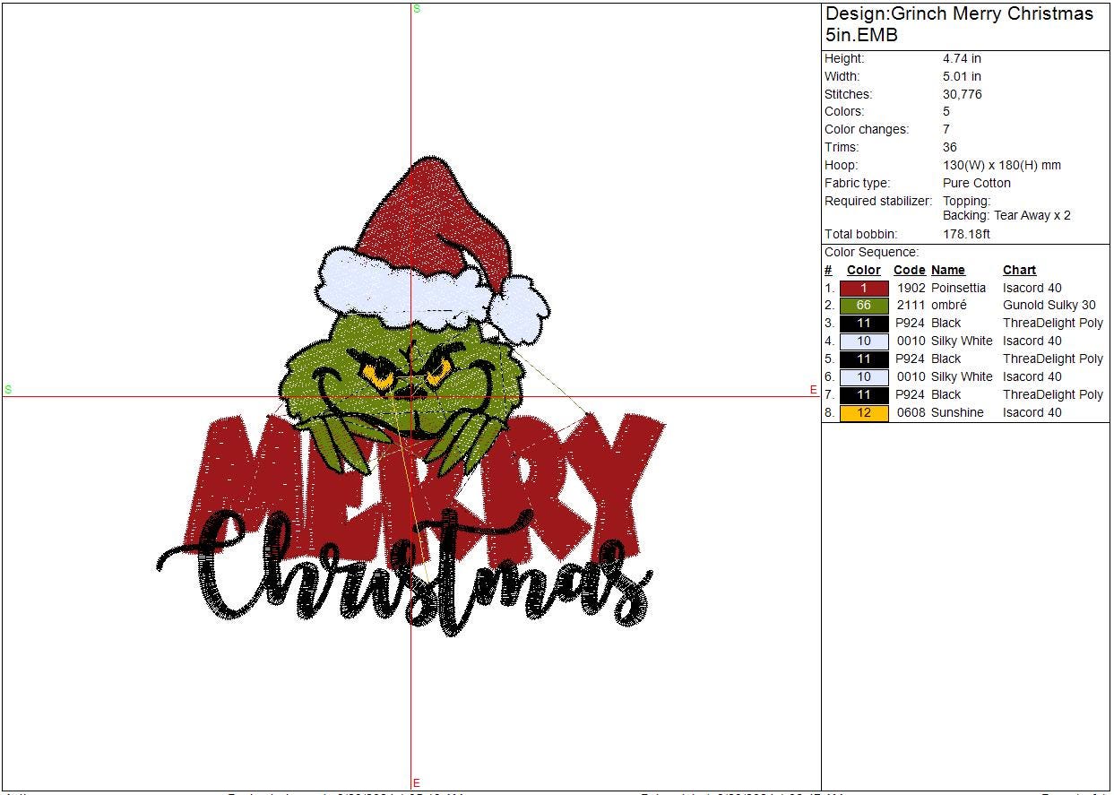 Christmas Embroidery Design, Merry Christmas, Grinch-mas Holiday Digital File Instant Download