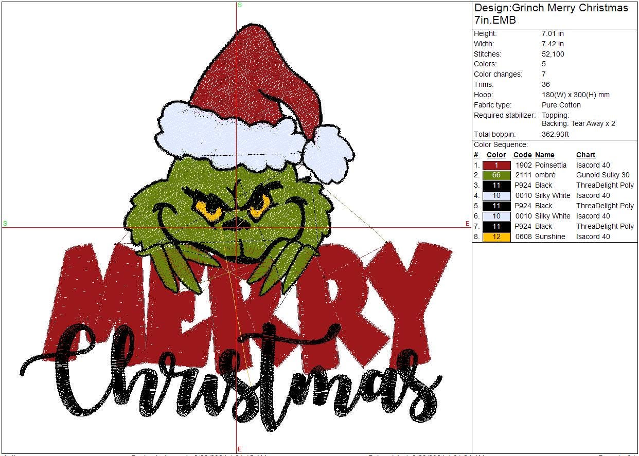 Christmas Embroidery Design, Merry Christmas, Grinch-mas Holiday Digital File Instant Download