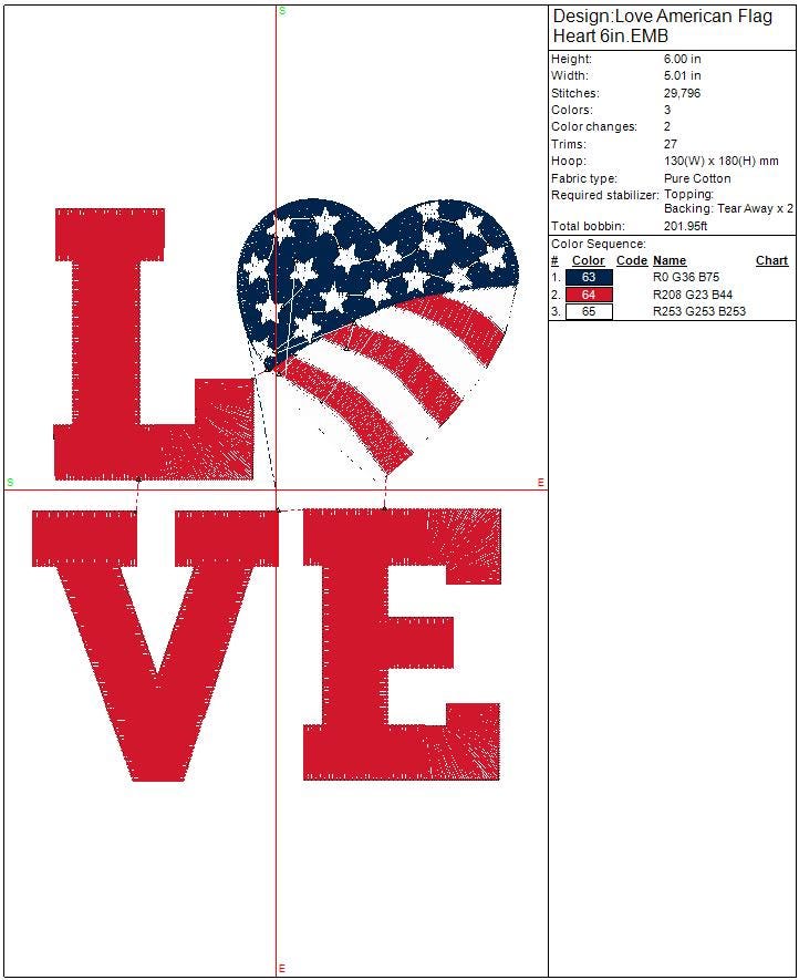 Love American Flag Heart Embroidery, Election, Patriotic 4th of July digital file Independence Day Embroidered design Instant Download
