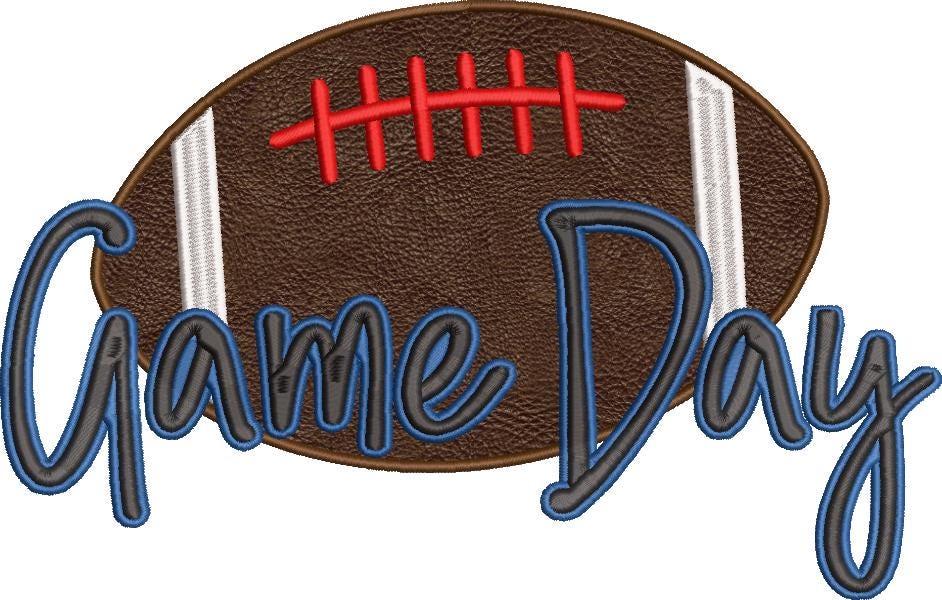 Game Day Football Applique Embroidery file design Sports Digital File Instant Download 4in, 7in, 8in, 10in, and 8in Split for 5x7 hoops