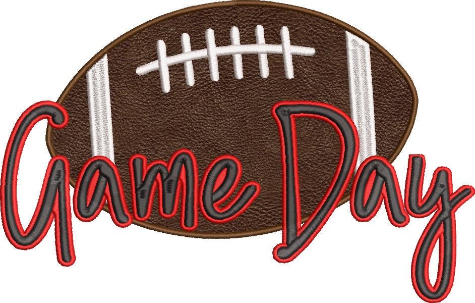 Game Day Football Applique Embroidery file design Sports Digital File Instant Download 4in, 7in, 8in, 10in, and 8in Split for 5x7 hoops