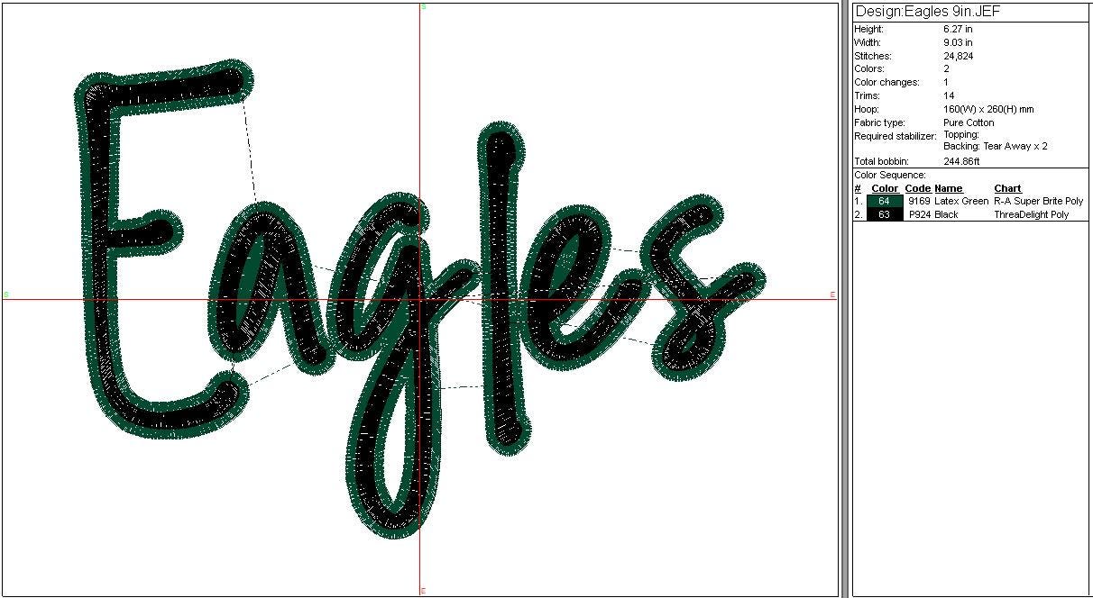 Eagles Machine Embroidery Design, Sports Digital File, Mascot Football, Basketball, Instant Download 2 sizes to fit 4x4 and 5x7 hoops