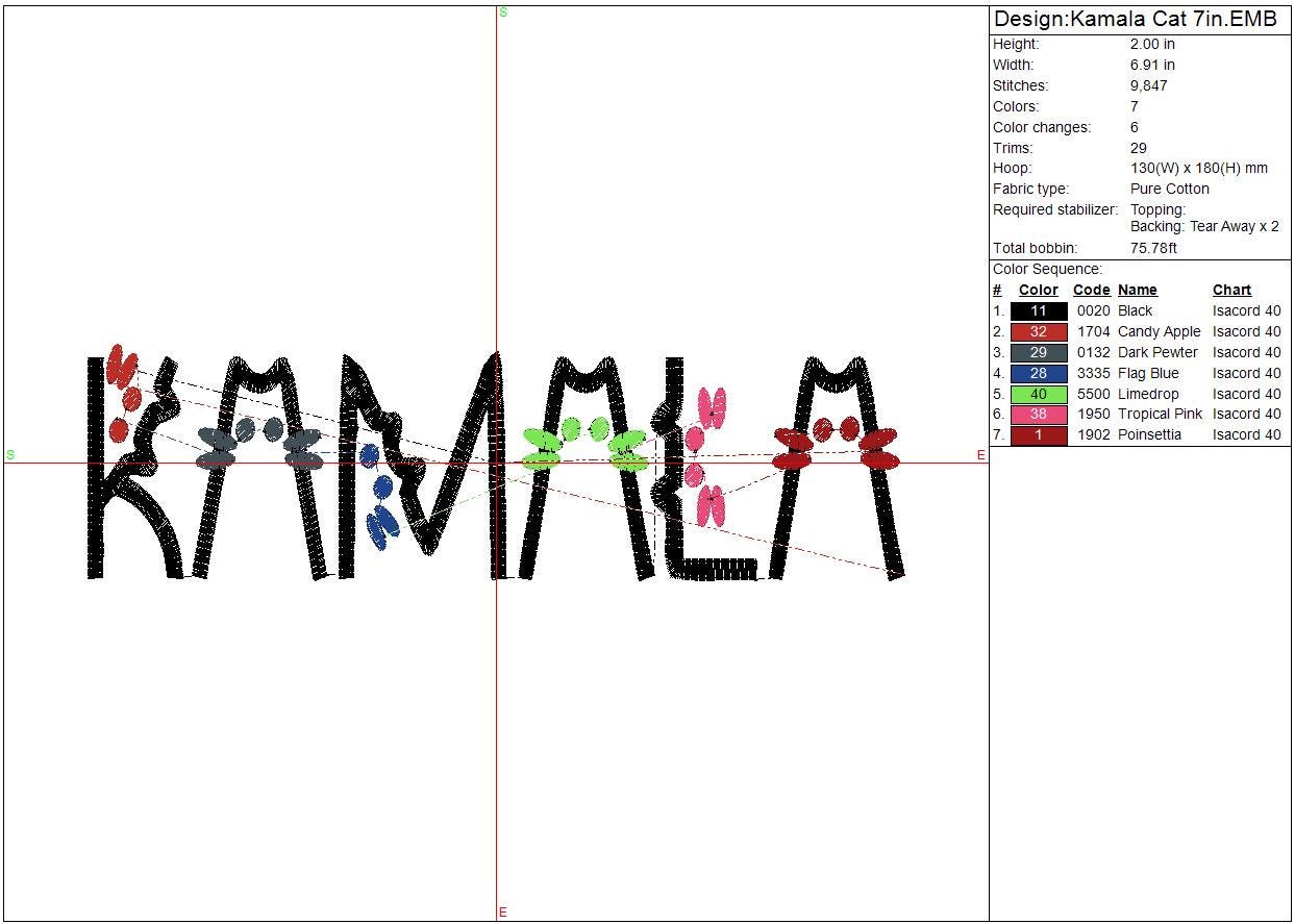 Kamala Harris Embroidery Design, Political, Childless Cat Lady, Madam President, Election 2024, Instant Download, Digital Download, 7in, 9in