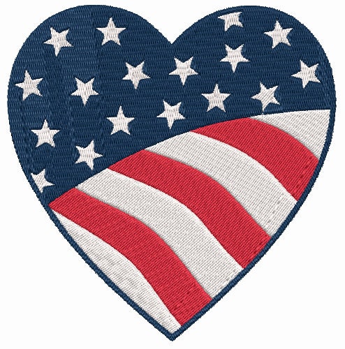 American Flag Heart machine embroidery design Patriotic 4th of July digital file Independence Day Embroidered design Instant Download 3sizes