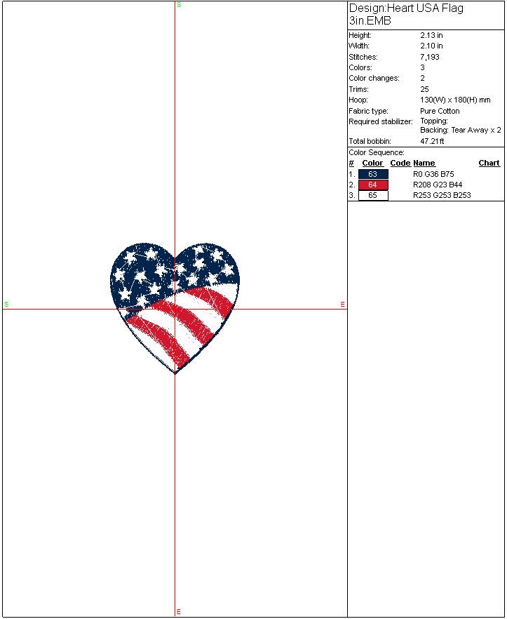 American Flag Heart machine embroidery design Patriotic 4th of July digital file Independence Day Embroidered design Instant Download 3sizes
