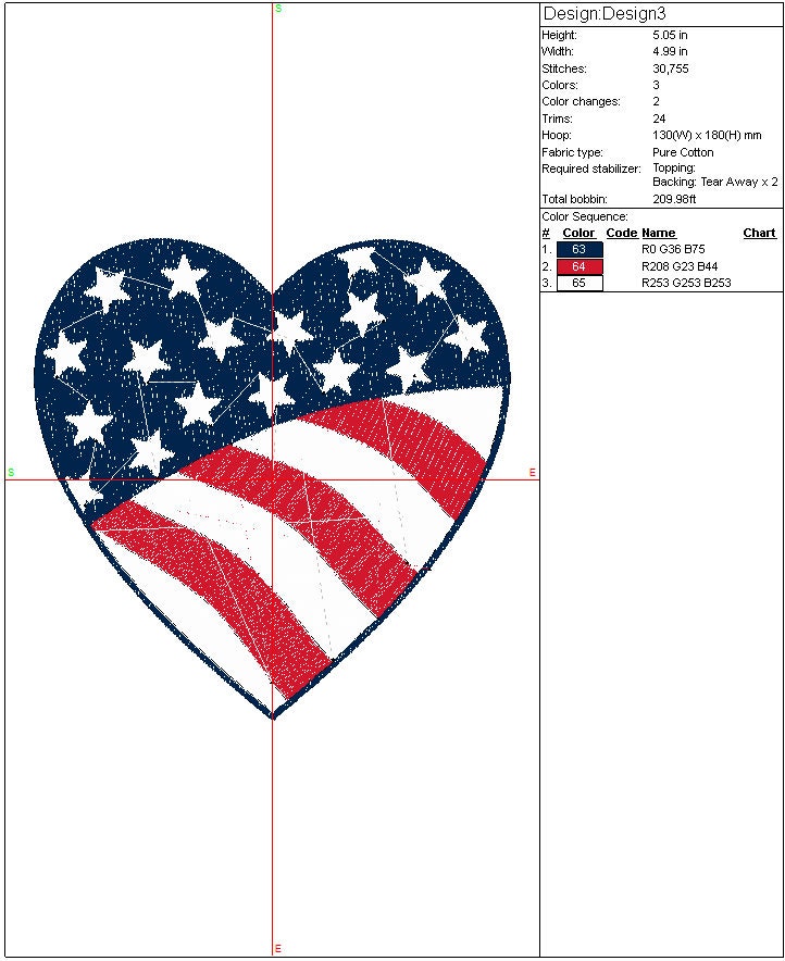 American Flag Heart machine embroidery design Patriotic 4th of July digital file Independence Day Embroidered design Instant Download 3sizes