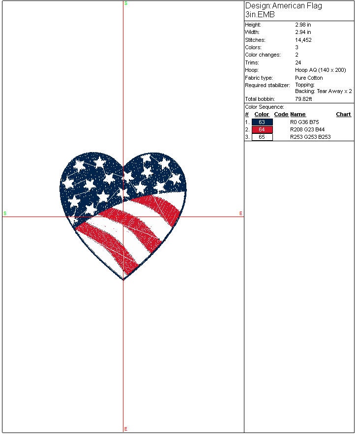 American Flag Heart machine embroidery design Patriotic 4th of July digital file Independence Day Embroidered design Instant Download 3sizes