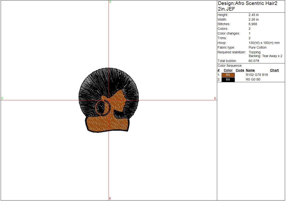 Afro Scentric Hair, Machine Embroidery file, Black Woman with Afro design, Hoop Earrings, Digital File, Instant Download, 3 sizes