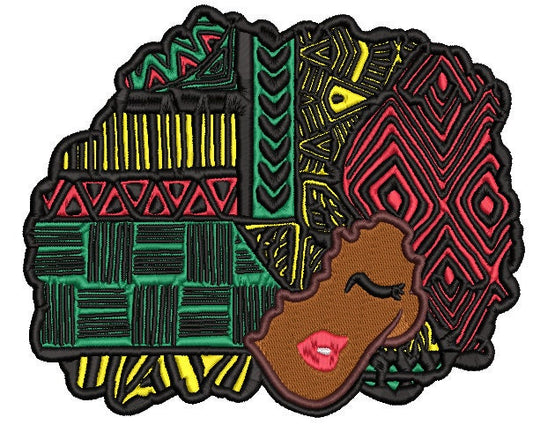 Afro Scentric Hair machine embroidery file design Africa Colors Digital File Instant Download