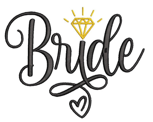 Bride machine embroidery file Bridal Shower digital design Wedding Embroidery File,  Instant Download