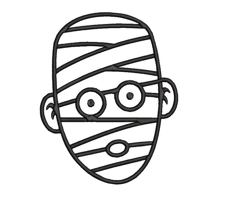 Creepy Halloween, Mummy machine embroidery file design,  Scary mummy head Digital File Instant Download