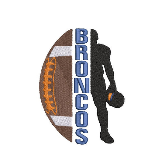 Broncos Football machine embroidery file design Sports Digital File Instant Download 2 sizes to fit 4x4 and 5x7 hoops