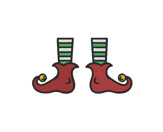 Christmas Elf Shoes Machine Embroidery file design, Digital File Instant Download 2 sizes