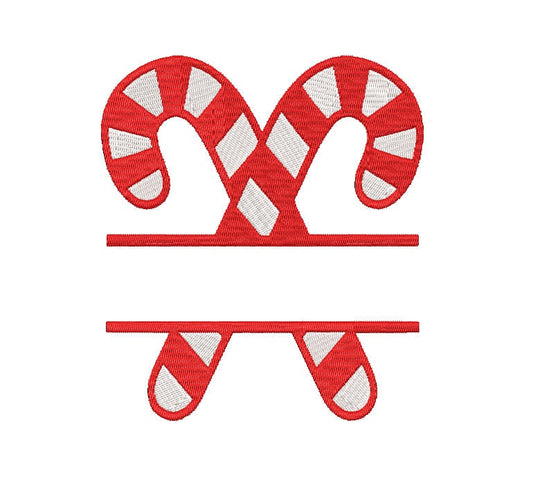 Christmas Candy Cane machine embroidery file design, Christmas Holiday Digital File Instant Download 2 sizes
