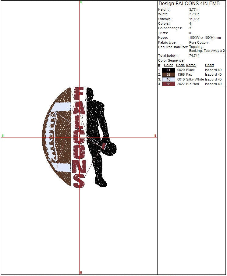 Atlanta Falcons Football machine embroidery file design Sports Digital File Instant Download 2 sizes to fit 4x4 and 5x7 hoops