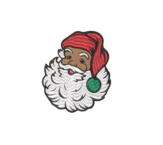 Black Santa Christmas Machine Embroidery file design, Christmas Holiday Digital File Instant Download   4in, 6in