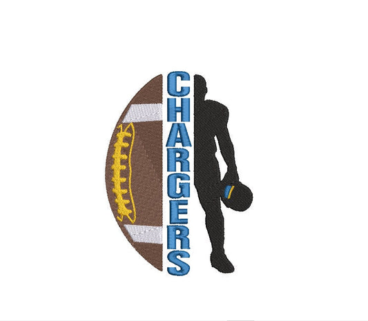 Chargers Football Machine Embroidery file design Sports Digital File Instant Download 2 sizes to fit 4x4 and 5x7 hoops