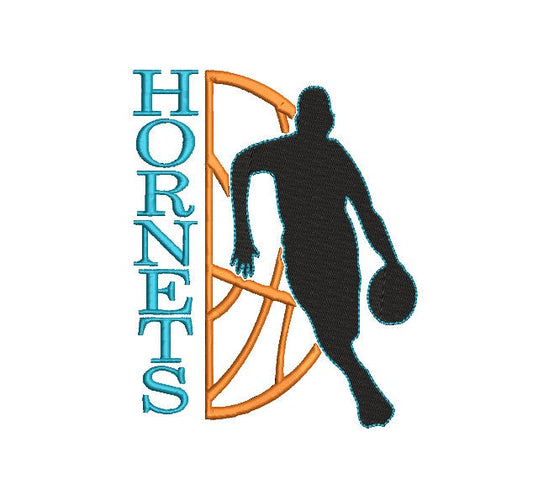 Charlotte Hornets Basketball Machine Embroidery design, Sports Digital File, Instant Download 4in, 6in, and 10in