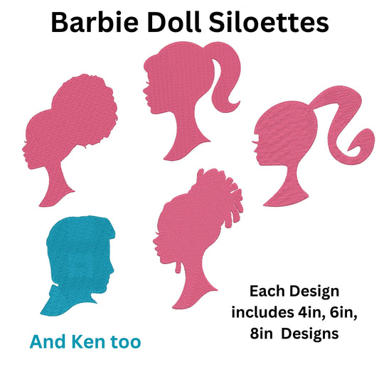 Bundle Barbie Doll machine embroidery design, Girls Barbie Doll, Digital File Instant Download, Each design 3 sizes. 4in, 6in, 8in