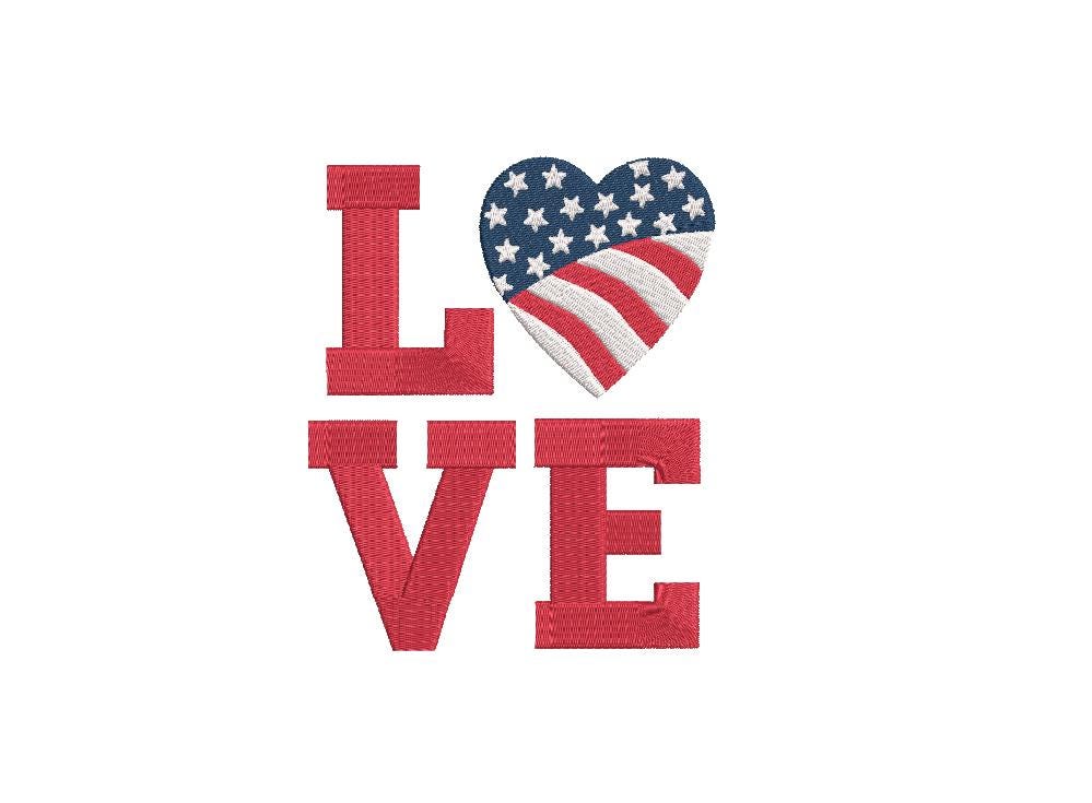 Love American Flag Heart Embroidery, Election,  Patriotic 4th of July digital file Independence Day Embroidered design Instant Download